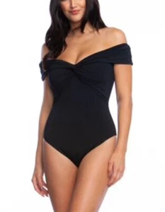 Trina Turk Getaway Solids Twist Bandeau One Piece Swimsuit Black Size 4 US - Picture 1 of 2