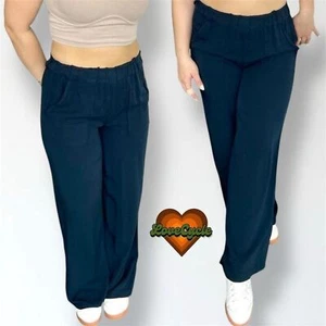 Pantalone Palazzo Donna Forever 21 Navy Vita Alta - Taglia S - Foto 1 di 4