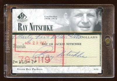 RAY NITSCHKE 2002 SP LEGENDARY CUTS AUTOGRAPH SP  VERY RARE  PACKERS LEGEND HOF  - Image 1 of 2