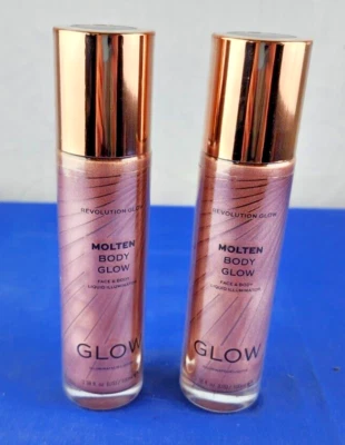 2 Makeup Revolution Molten Body Glow Rose Gold Face Body Liquid Illuminator NEW - Image 1 of 3