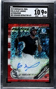 Eloy Jimenez Bowman Chrome Auto 2019 Bowman Chrome Red Shimmer #/5 SGC 9 Mint - Picture 1 of 2
