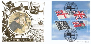 Flags & Ensigns GB Benham 22Ct GOLD FDC Greenwich 2001 No. 267/500 (131313) - Picture 1 of 3