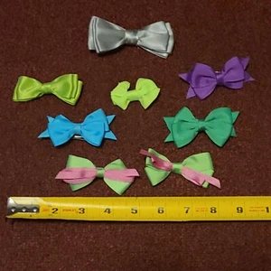 Lot of 8 Womens Ladies Girls Hair Bows Heavy Duty Clip Multiple Solid Colors  - Picture 1 of 8