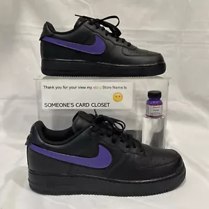 Nike Air Force 1 Low Negro (Violeta Personalizado Pintado Swoosh) SC-#81B - Imagen 1 de 7