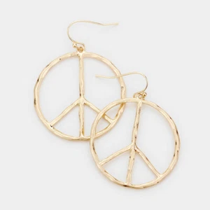Stilvolle getragene Gold & getragene Silber Metall Peace Mark Ohrhänger - Bild 1 von 3