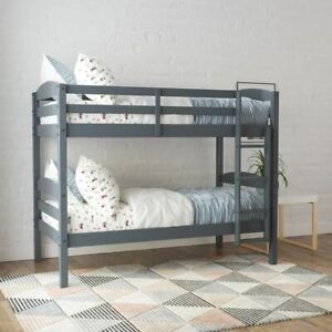 Better Homes & Gardens Leighton Kids Wood Twin-Over-Twin Bunk Bed, Gray