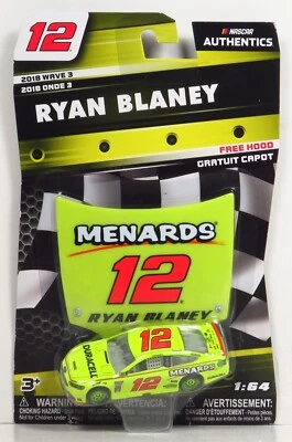 Lionel 2018 NASCAR Authentics #12 Ryan Blaney Ford Fusion Menards Hood 1:64 - Image 1 of 4