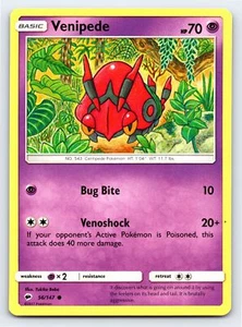 Venipede 56/147 Common Brennende Schatten Pokémon-Karte - Neuwertig in der Nähe neuwertig - Bild 1 von 5