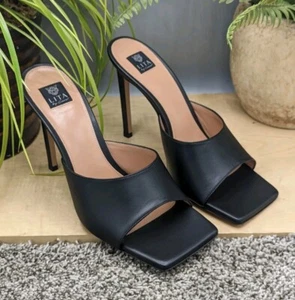 NUEVO - LITA by Ciara Puntera Cuadrada Sólida Cuero Negro Para Mujer Talla 40 - Imagen 1 de 16