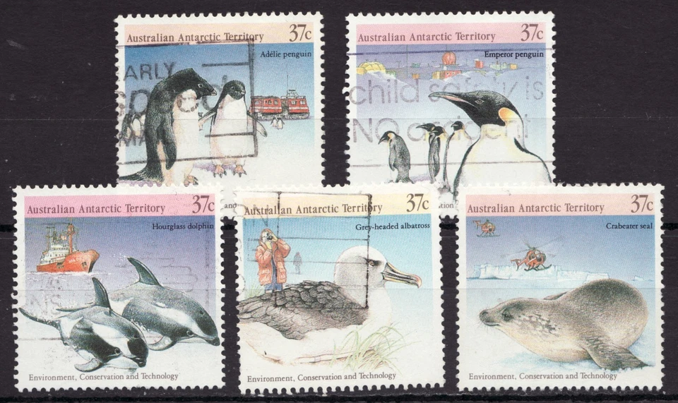 1988 Território Antártico Australiano Sc #L76a-e Pássaros Mamíferos, Conjunto Usado Cv$5.25 - Imagem 1 de 1