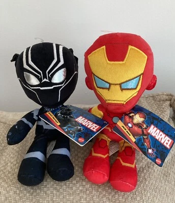Marvel Plush Toy Bundle 8” Black Panther & Iron Man Mattel - Image 1 of 4