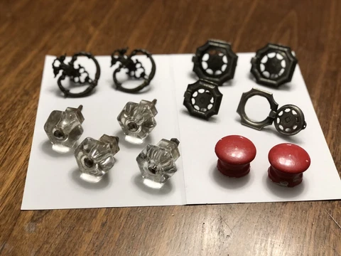 Vintage Estate Hardware Lot: nickel, glass, wood, salvage (Set Of 4) (pairs) (P) Cover