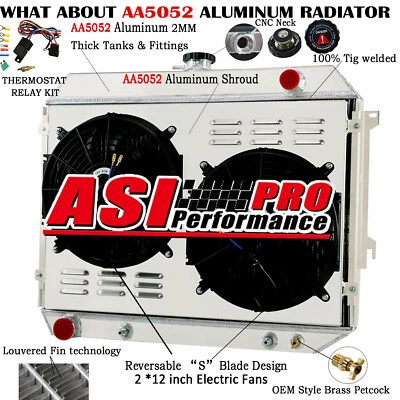 4-Row Radiator+Shroud+Fan Fit 1968-1974 Dodge Plymouth Mopar Cars 5.6L/6.6L/7.2L Foto 1 de 4