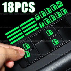 1 Set Car Door Window Switch Luminous Green Night Safety Sticker Accessories - Bild 1 von 10