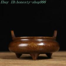 3.8" Marked old chinese Ancient dynasty bronze incense burner censer statue