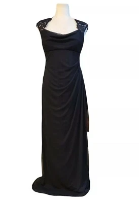 Vestido para mujer Xscape azul marino formal de encaje hombros elástico de gasa talla 10 Foto 1 de 4