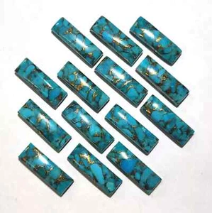 Blue Copper Turquoise Cabochon Rectangle Shape Loose Gemstone Jewellery. - Picture 1 of 5