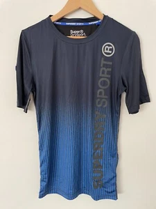 Superdry Sport Mens T Shirt Athletic Fit Size L Tech Fabric Blue Short Sleeve - Picture 1 of 7