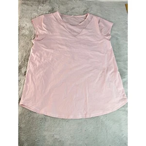 Lululemon Shirt Womens 4 For the Run Short Sleeve Pink Mesh V Back Petals - Picture 1 of 7