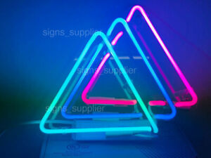 New Three Triangles Neon Sign Acrylic Gift Light Lamp Bar Wall 14"x10"