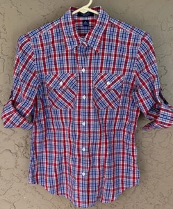 Camisa para mujer CHAPS Ralph Lauren a cuadros abotonados bolsillos en S manga 3/4 - Imagen 1 de 8