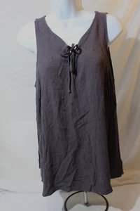 Torrid Dark Gray Swiss Dot Crinkle Tank Top Boho Women's 00-M/L Spring Summer - Picture 1 of 11