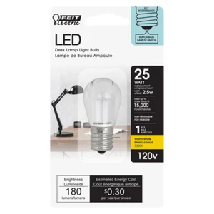 Feit Electric BP25S11N/SU/LED 2.5W 3000K 180 Lumens Warm White LED Light Bulb - Picture 1 of 2