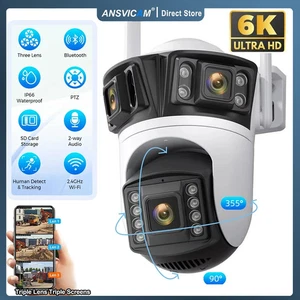 HD WIFI Triple Lens Outdoor Camera 3 Screen View AI Human Detection IP66 CCTV - Foto 1 di 19