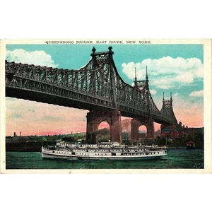 Vintage Queensboro Bridge East River New York Postcard Unposted - Picture 1 of 2