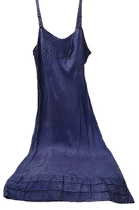 VTG 1940's Blue Satin Taffeta Pinup Lingerie Full Slip Bias Dress Gown Capri 34 - Picture 1 of 19