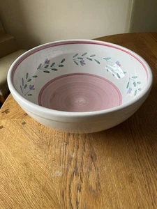 Large CALECA Pink Garland serving Bowl Hand painted / made in Italy - Picture 1 of 9
