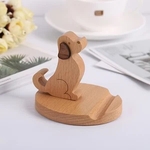 Creative Lazy Wood Mobile Phone Holder Cartoon Puppy Solid Wood Mobile Phone_X - Zdjęcie 1 z 5