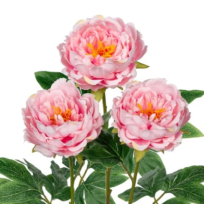 3 PIEZAS Peonías Flores Artificiales 24"" Imitación Seda Flores Spray Tacto Real Falso... Foto 1 de 4