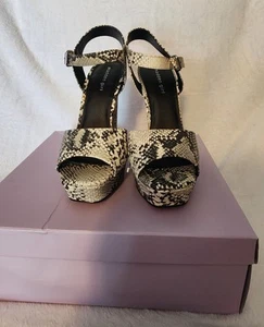 Madden Girl Bambi Open Toe Pump Heels Shoes Natural Snake Skin Womens Size 9M - Picture 1 of 8