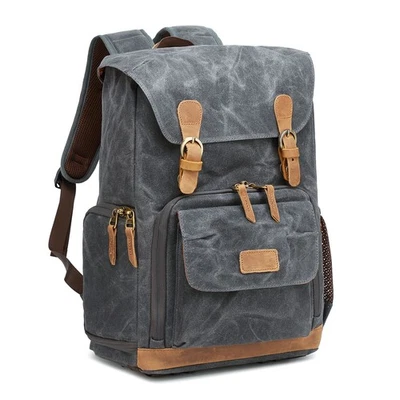 Mochila para cámara grande impermeable de lona para computadora portátil bolsa para DSLR SLR Canon Foto 1 de 4