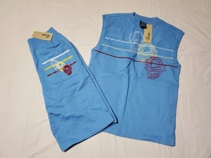 EXSTO Boy Blue Tee and Shorts Outfit Size Small 6 / 7 Cotton New - Picture 1 of 7