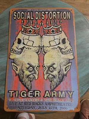 Social Distortion Rustic Looking 8x12 Metal Sign 2006 Y2K Tiger Army - Image 1 of 4