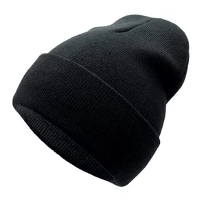 Unisex Knit Soft Warm Cuffed Beanie Hat Winter Camo Hats for Men Women Black - Picture 1 of 6