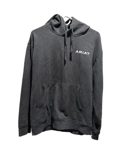 ARIAT Men’s M Gray Hoodie REAL Mexican Flag Graphic Drawstring Western Cowboy - Picture 1 of 14