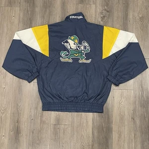 Vtg Starter Notre Dame Windbreaker Jacket Men’s Large Full Zip 90s Leprechaun - Picture 1 of 16