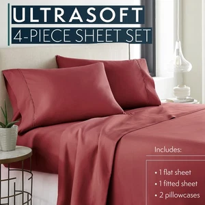 RV Queen Size Bed Sheets, 4 pc Bed Sheets & Pillowcases Set - Machine Washable - Picture 1 of 9