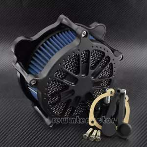 Dots Ring Air Filter Blue Cleaner Intake Fit For Harley Softail FXR 2000-2015 - Picture 1 of 7
