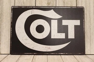 Colt Guns Tin Sign Man Cave Vintage Ad Rustic Look 45 Pistols Gun & Ammo Shop - Picture 1 of 4