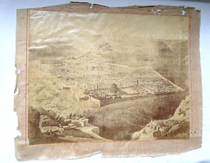 ANTIQUE ALBUMIN PHOTO OF A VIEW MAP OF JERUSALEM 1870 JERUSALEM - Picture 1 of 3
