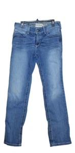 real ariat denim jeans 31L tag 34x34 measured stains distressed - Picture 1 of 4