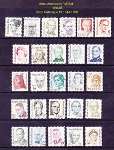 US 1844-69 MNH 1980-85 1¢-50¢ Grandi americani set completo 26 francobolli molto fine - Foto 1 di 1