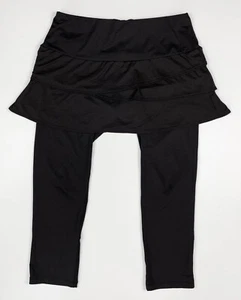 Lucky In Love Scallop Capri Golf Skirt Leggings Stretch Pocket Womens M Black - Picture 1 of 13