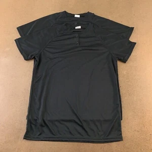 Lot of 2 Augusta Sportswear Ladies Size Small Black Henley Short Sleeve Tees New - Picture 1 of 8