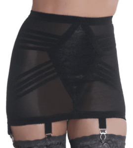Rago 1361 Open bottom Girdle Black with garters & stockings Firm Shaping to 8X