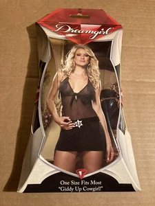 Dreamgirl Giddy Up Cowgirl Neckholder Kleid mit offenem Rücken Detail, Tanga & Abzeichen Neu mit Etikett - Bild 1 von 2